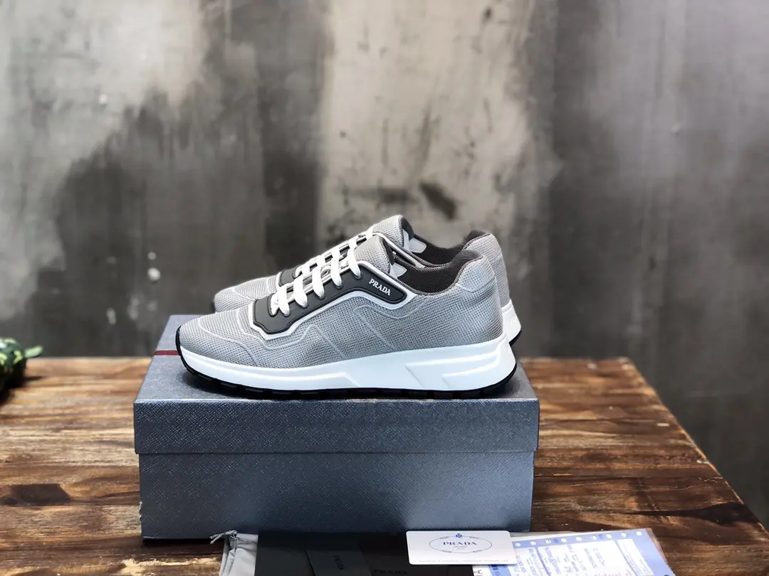 EasyMatch PRADA Men’s 2022 Grey Knit Sneakers – , Breathable Replica Prada Shoes, High Quality Rep Sneakers, Sizes 38- 167