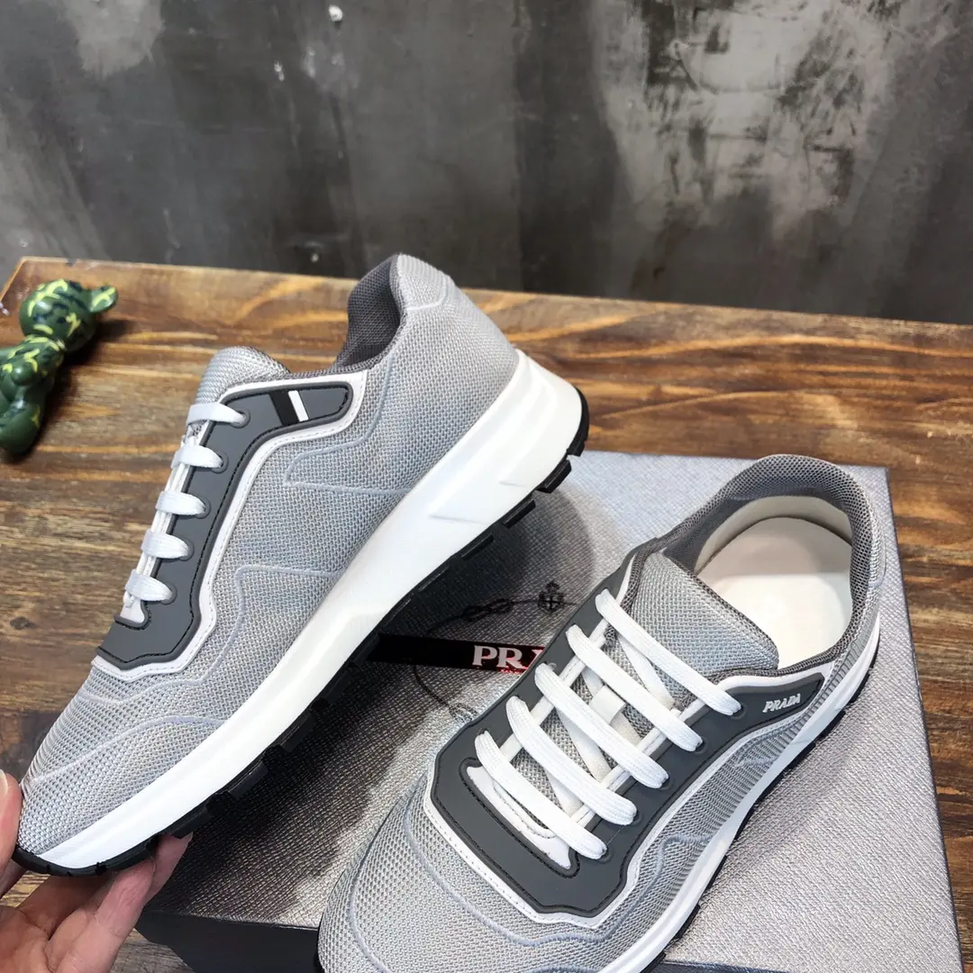 EasyMatch PRADA Men’s 2022 Grey Knit Sneakers – , Breathable Replica Prada Shoes, High Quality Rep Sneakers, Sizes 38- 167