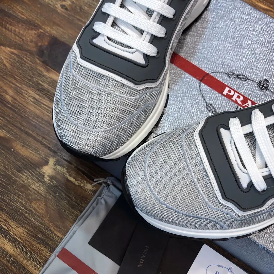 EasyMatch PRADA Men’s 2022 Grey Knit Sneakers – , Breathable Replica Prada Shoes, High Quality Rep Sneakers, Sizes 38- 167