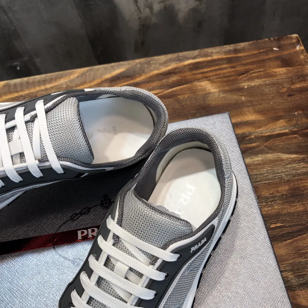EasyMatch PRADA Men’s 2022 Grey Knit Sneakers – , Breathable Replica Prada Shoes, High Quality Rep Sneakers, Sizes 38- 167