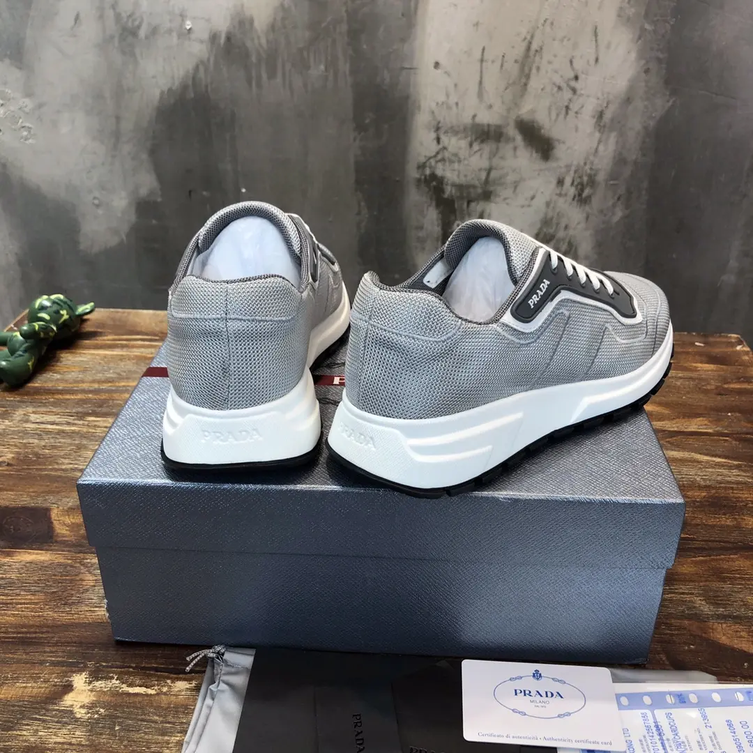 EasyMatch PRADA Men’s 2022 Grey Knit Sneakers – , Breathable Replica Prada Shoes, High Quality Rep Sneakers, Sizes 38- 167
