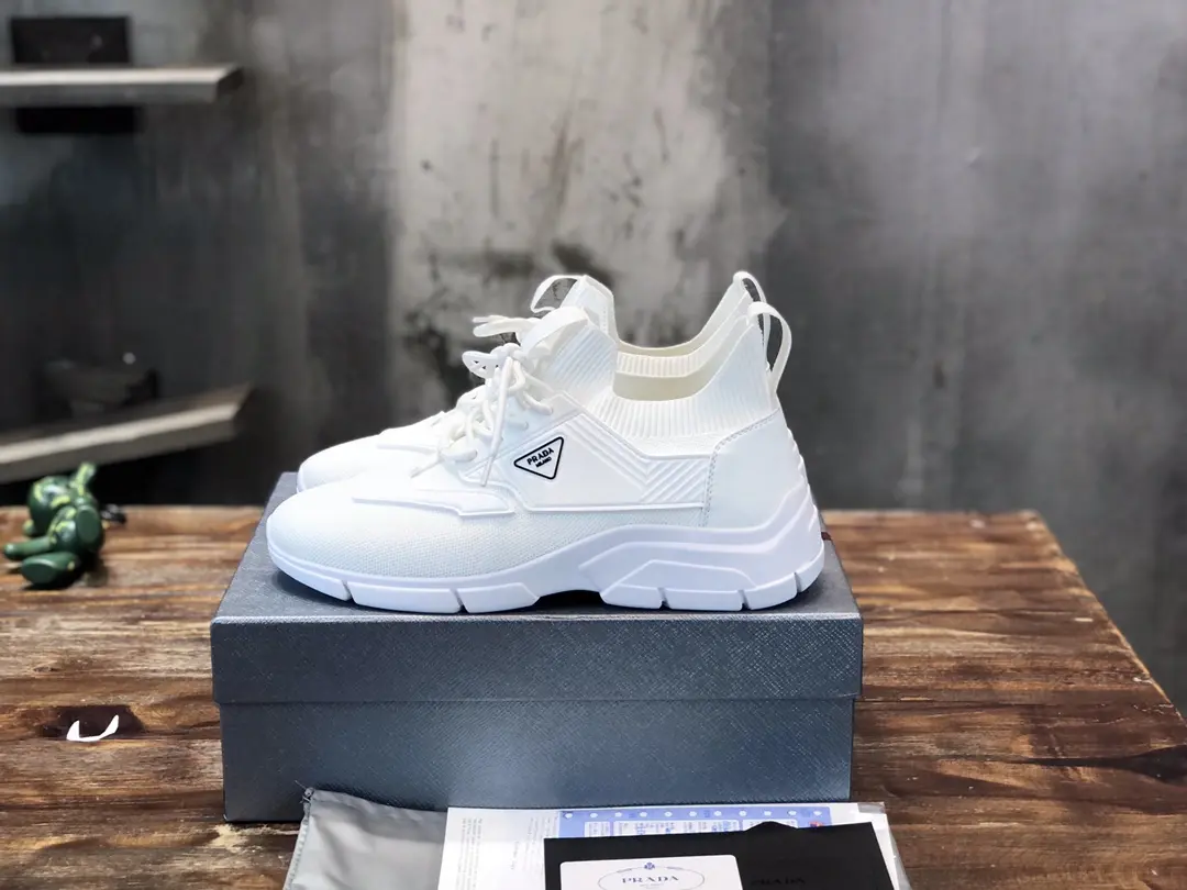 PRADA Men’s 2022 White Knit Sneakers – High-Quality Replica Prada Shoes, Sizes 38- ModernLook 164