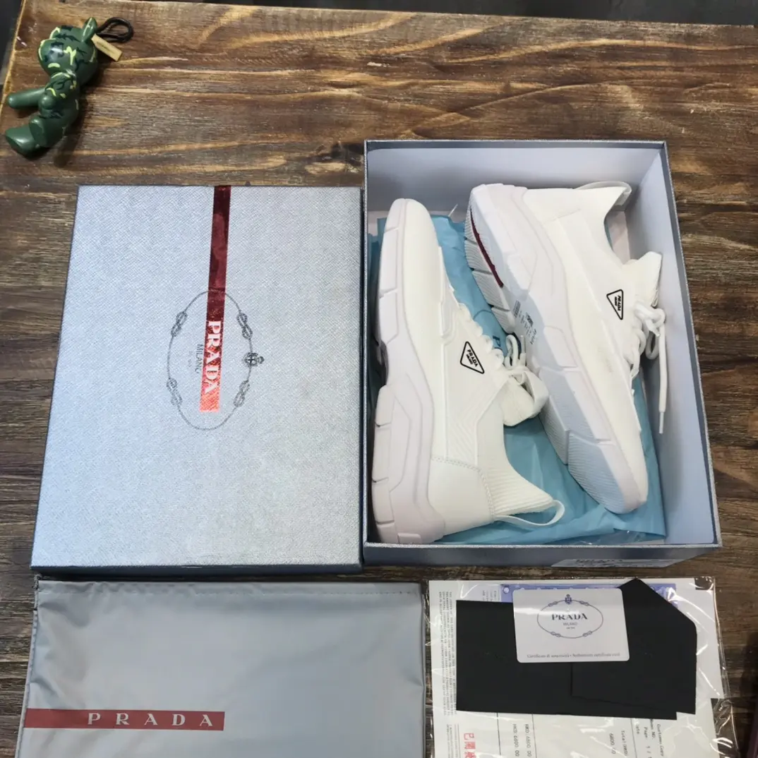 PRADA Men’s 2022 White Knit Sneakers – High-Quality Replica Prada Shoes, Sizes 38- ModernLook 164
