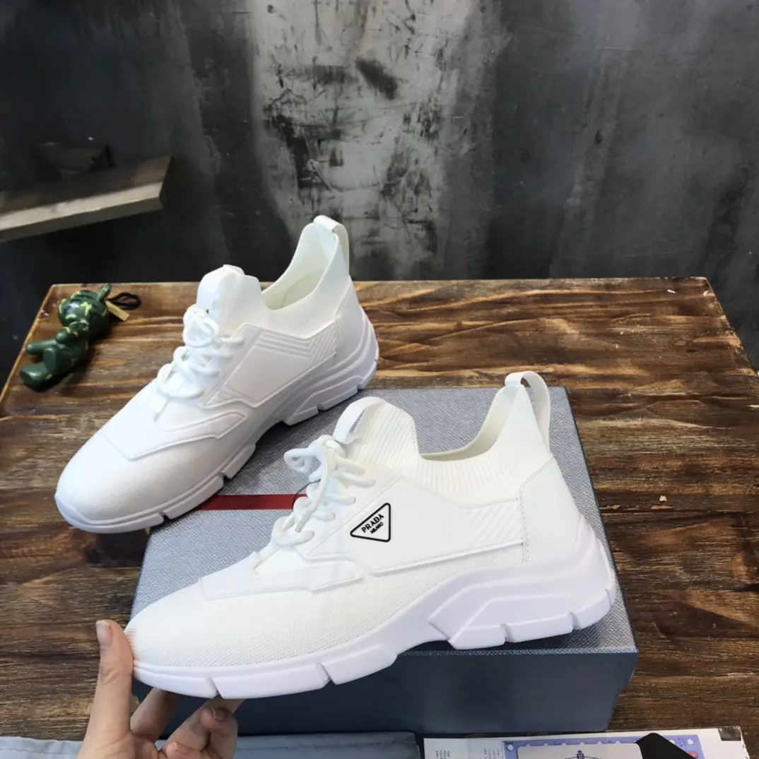 PRADA Men’s 2022 White Knit Sneakers – High-Quality Replica Prada Shoes, Sizes 38- ModernLook 164
