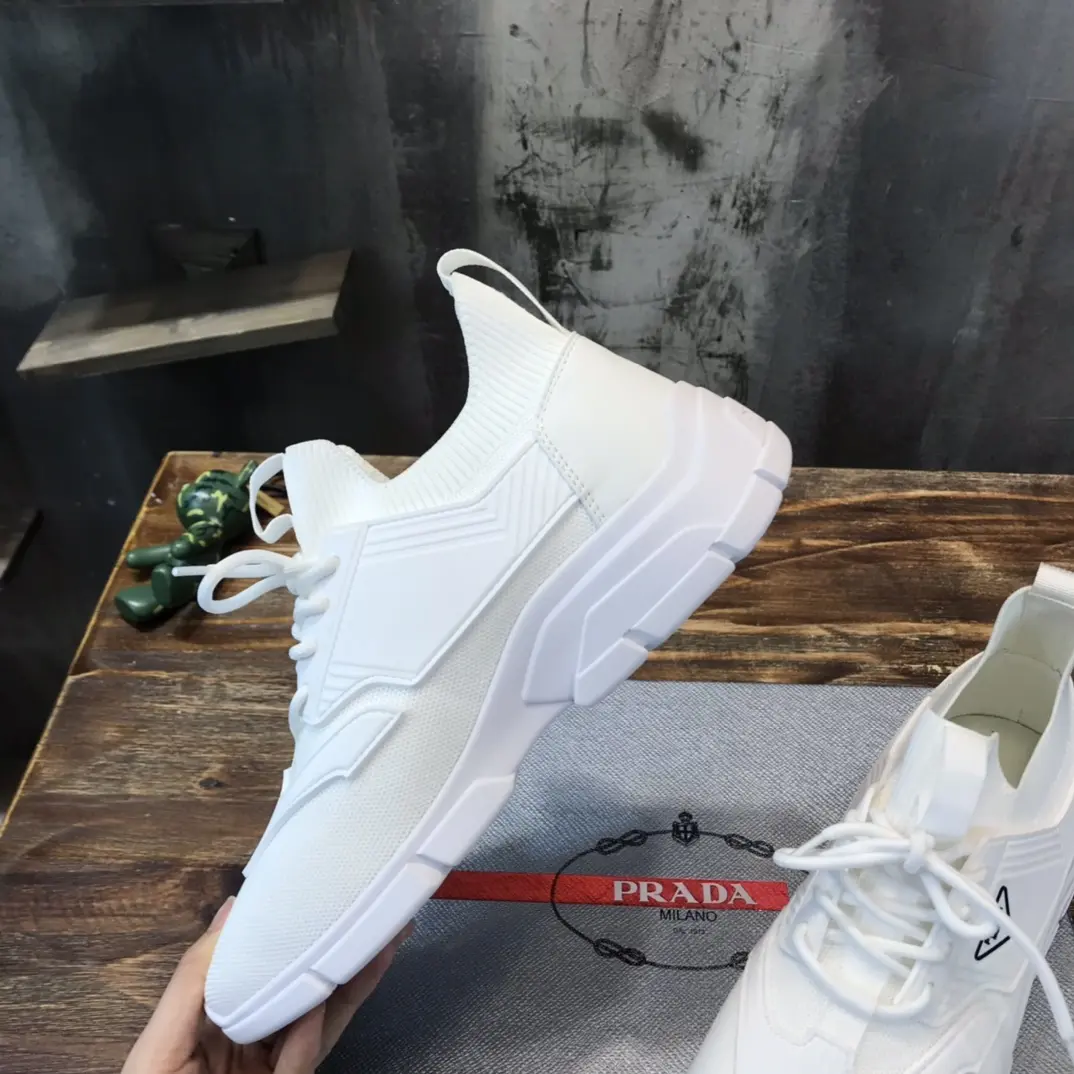 PRADA Men’s 2022 White Knit Sneakers – High-Quality Replica Prada Shoes, Sizes 38- ModernLook 164