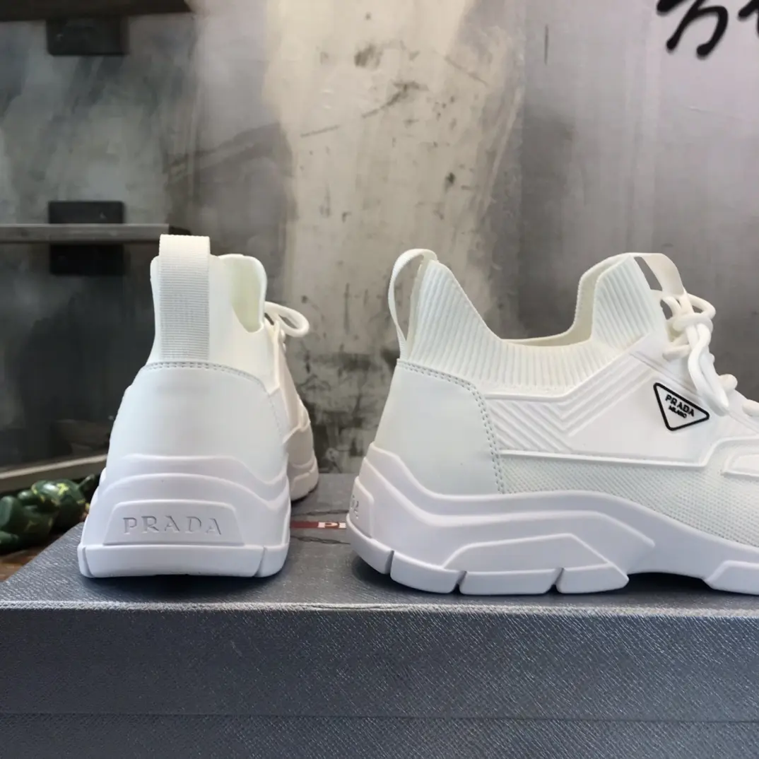 PRADA Men’s 2022 White Knit Sneakers – High-Quality Replica Prada Shoes, Sizes 38- ModernLook 164