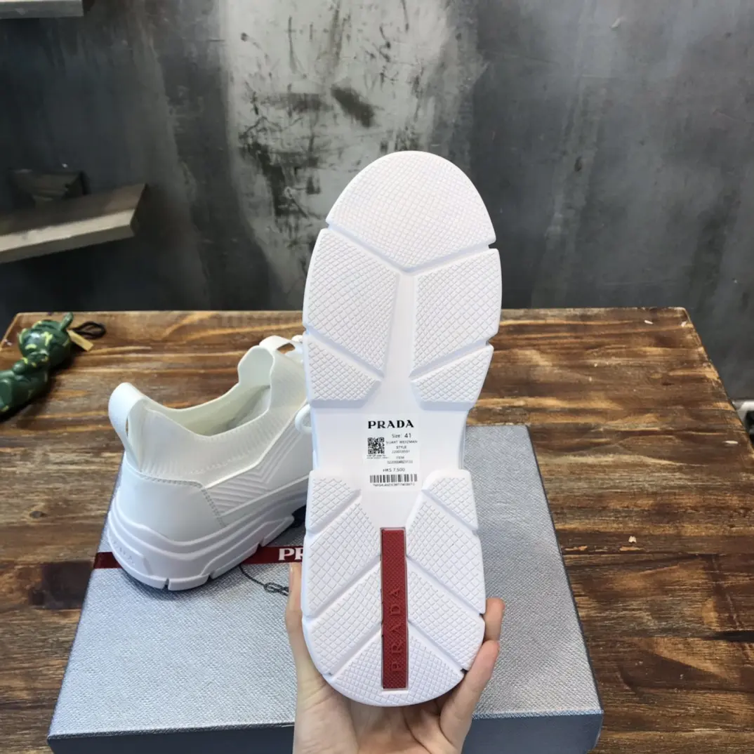 PRADA Men’s 2022 White Knit Sneakers – High-Quality Replica Prada Shoes, Sizes 38- ModernLook 164