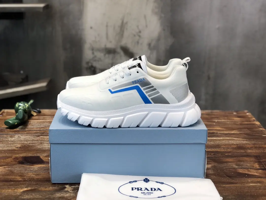 BestValue PRADA Men’s 2022 White and Blue Running Shoes – High-Quality Replica Prada Sneakers, Sizes 38-44 (Custom 45 No Returns 175