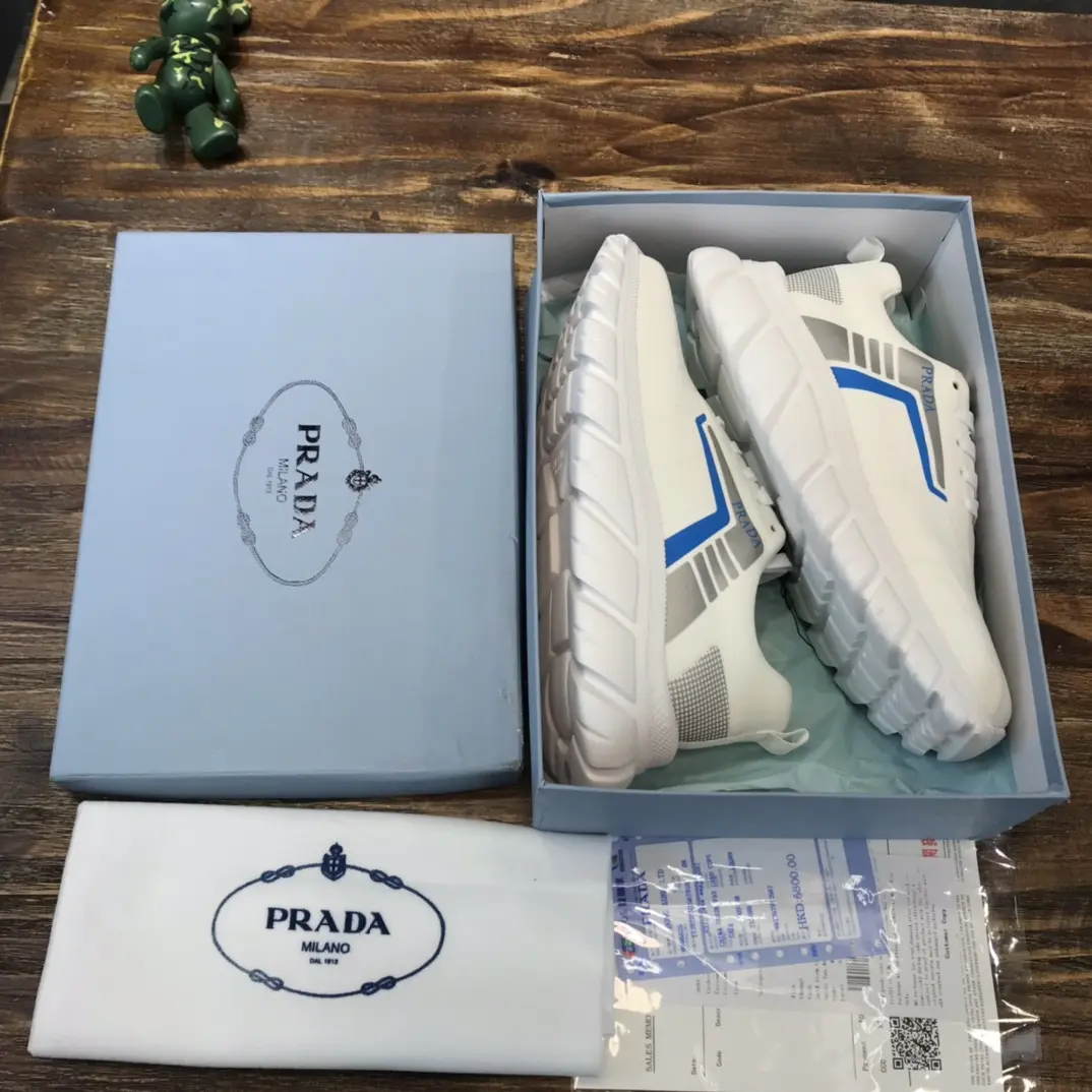 BestValue PRADA Men’s 2022 White and Blue Running Shoes – High-Quality Replica Prada Sneakers, Sizes 38-44 (Custom 45 No Returns 175