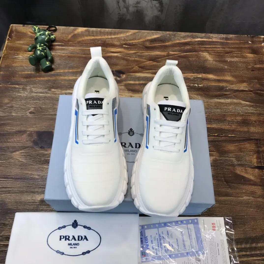 BestValue PRADA Men’s 2022 White and Blue Running Shoes – High-Quality Replica Prada Sneakers, Sizes 38-44 (Custom 45 No Returns 175