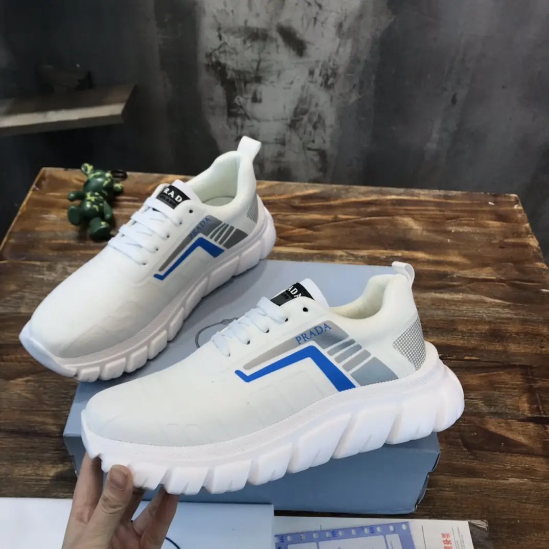 BestValue PRADA Men’s 2022 White and Blue Running Shoes – High-Quality Replica Prada Sneakers, Sizes 38-44 (Custom 45 No Returns 175