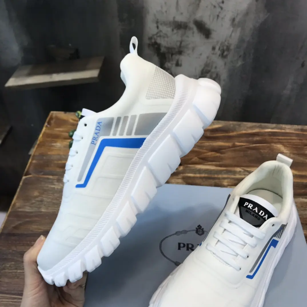 BestValue PRADA Men’s 2022 White and Blue Running Shoes – High-Quality Replica Prada Sneakers, Sizes 38-44 (Custom 45 No Returns 175