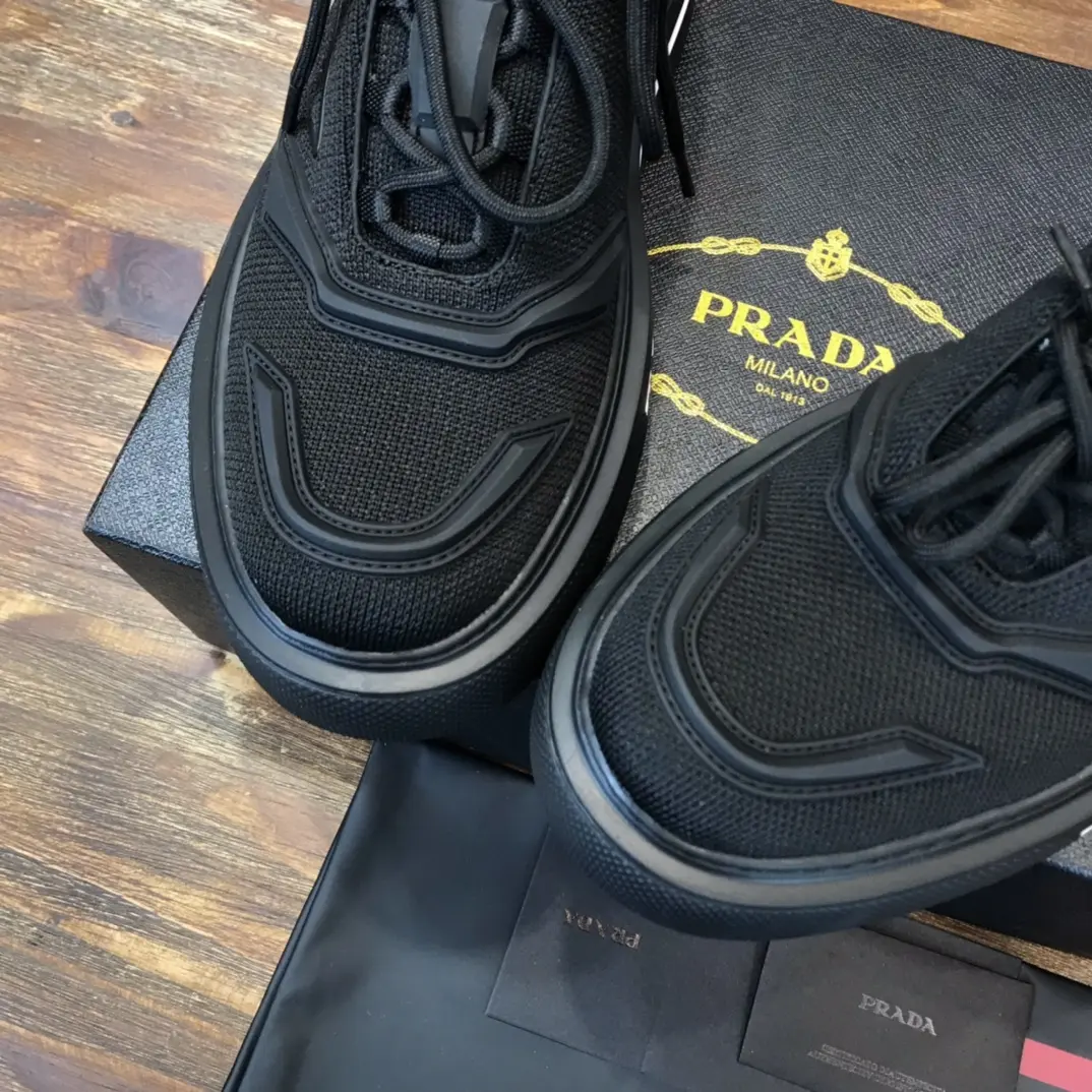 PRADA Men’s Black High-Top Chunky Sneakers with Re-Nylon and Leather – P390 Style, Replica Prada Shoes, 1:1 Replica Sneakers WaterResistant 192