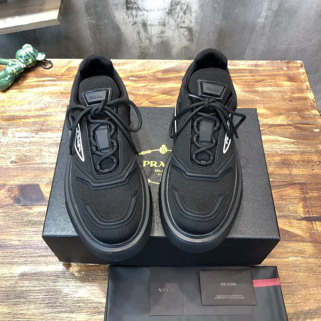 PRADA Men’s Black High-Top Chunky Sneakers with Re-Nylon and Patent Leather – P390 Style, 1:1 Replica Sneakers, High Quality Prada Sneakers Replica UrbanChic 190