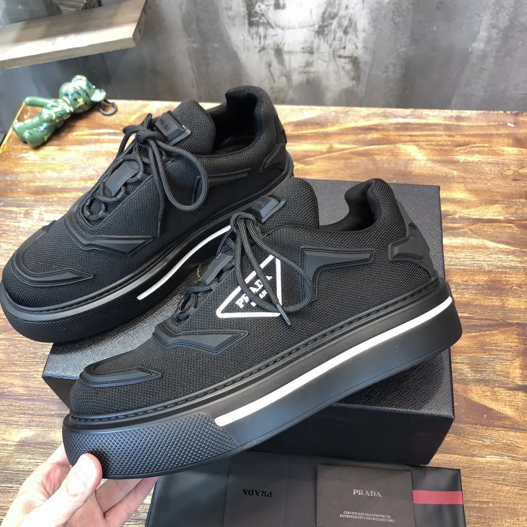 PRADA Men’s Black High-Top Chunky Sneakers with Re-Nylon and Patent Leather – P390 Style, 1:1 Replica Sneakers, High Quality Prada Sneakers Replica UrbanChic 190