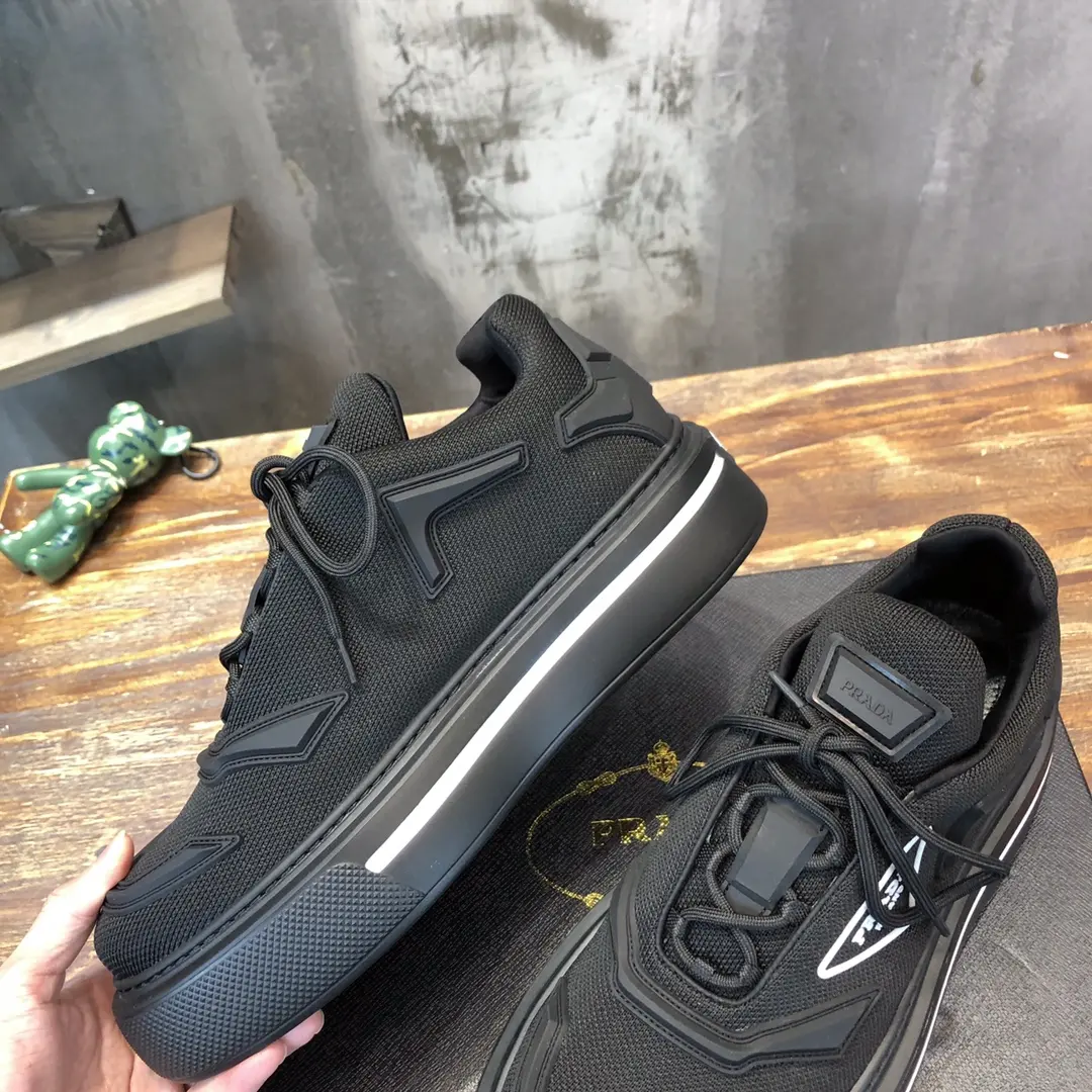 PRADA Men’s Black High-Top Chunky Sneakers with Re-Nylon and Patent Leather – P390 Style, 1:1 Replica Sneakers, High Quality Prada Sneakers Replica UrbanChic 190