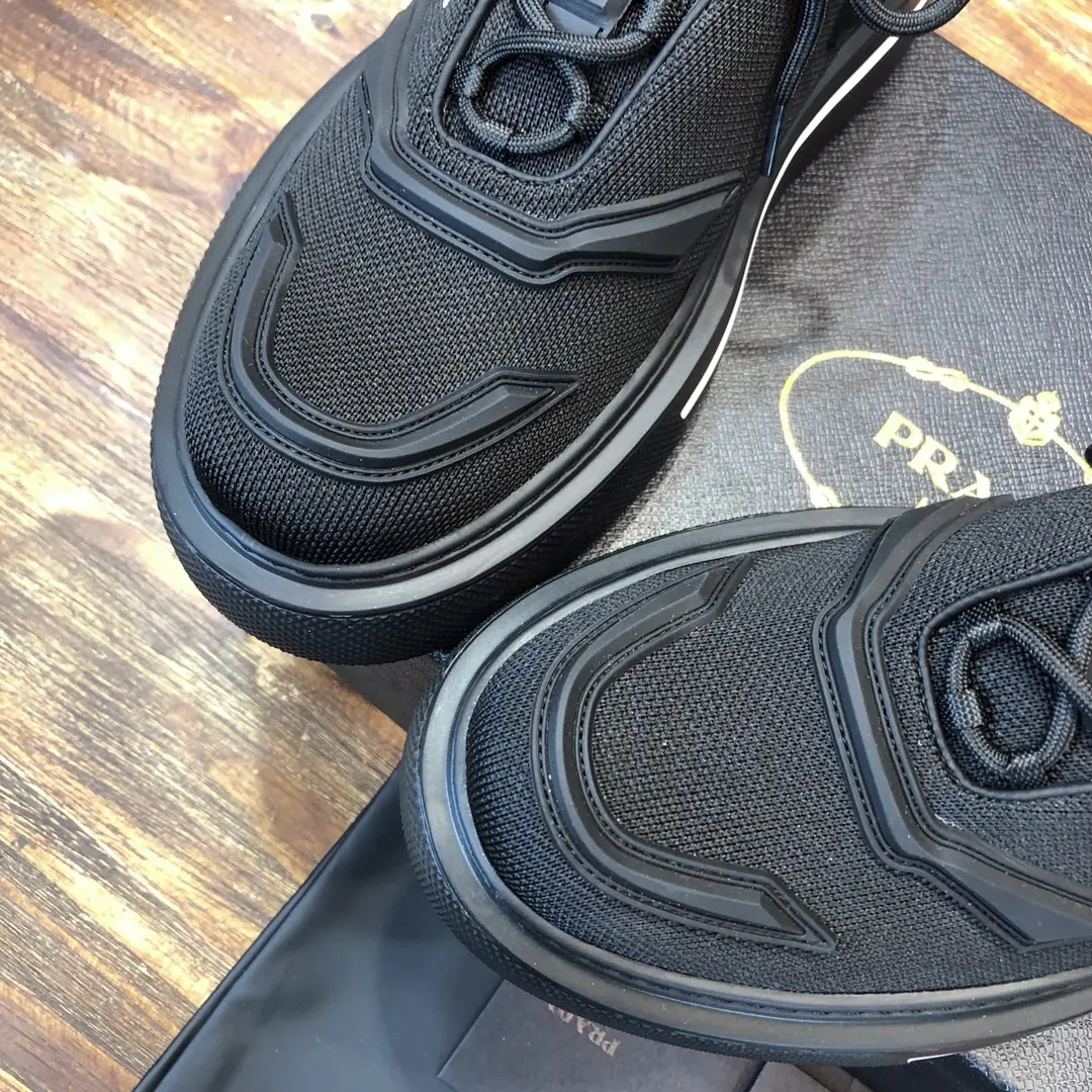PRADA Men’s Black High-Top Chunky Sneakers with Re-Nylon and Patent Leather – P390 Style, 1:1 Replica Sneakers, High Quality Prada Sneakers Replica UrbanChic 190