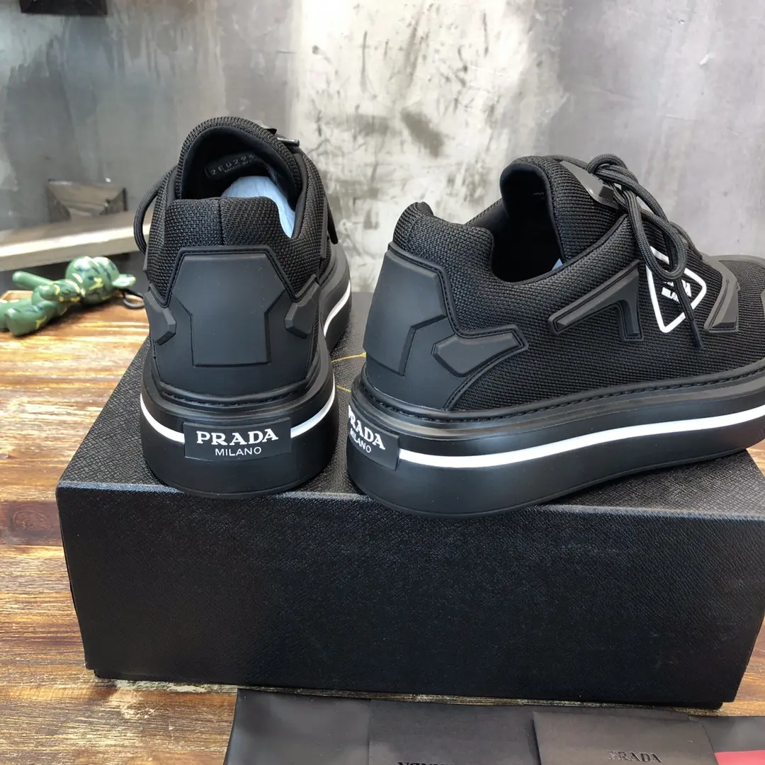 PRADA Men’s Black High-Top Chunky Sneakers with Re-Nylon and Patent Leather – P390 Style, 1:1 Replica Sneakers, High Quality Prada Sneakers Replica UrbanChic 190