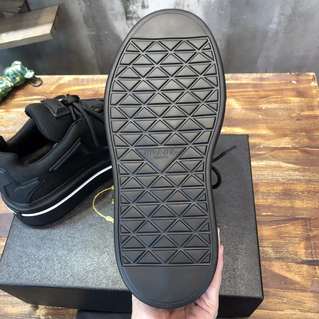 PRADA Men’s Black High-Top Chunky Sneakers with Re-Nylon and Patent Leather – P390 Style, 1:1 Replica Sneakers, High Quality Prada Sneakers Replica UrbanChic 190