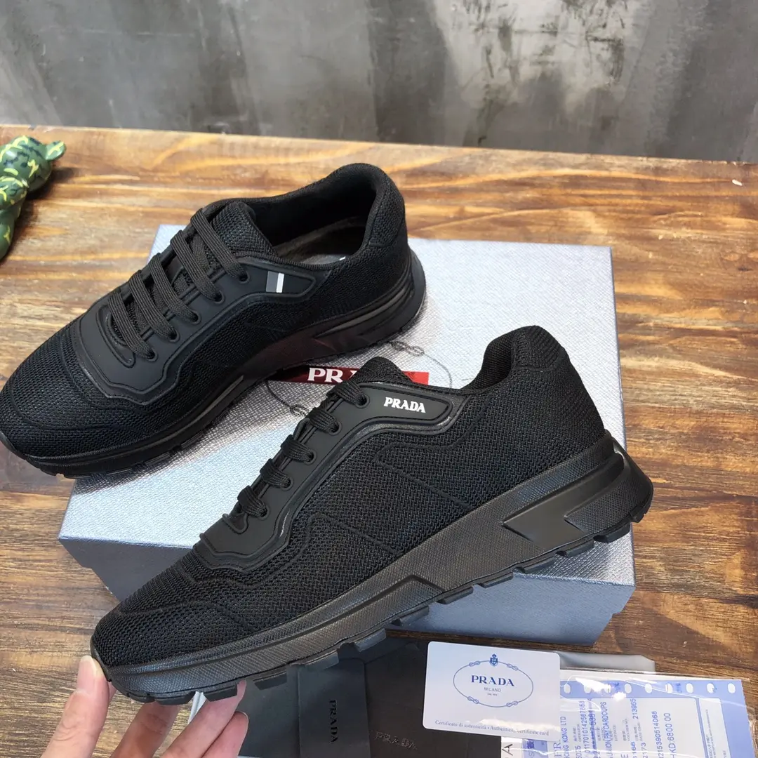 PRADA Men’s Black Knit Sneakers 2022 – , Breathable Replica Prada Shoes, High Quality Rep Sneakers, Sizes 38- Practical 184