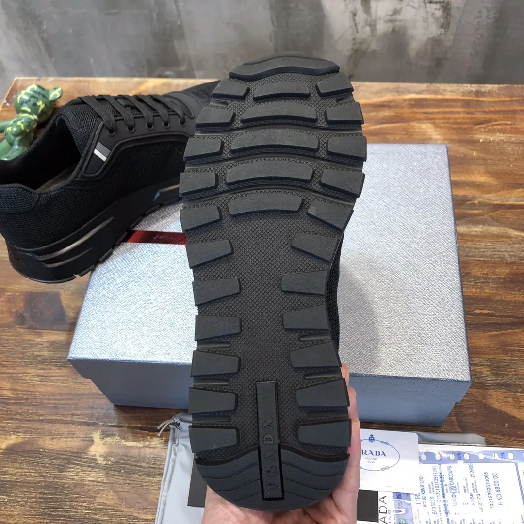PRADA Men’s Black Knit Sneakers 2022 – , Breathable Replica Prada Shoes, High Quality Rep Sneakers, Sizes 38- Practical 184