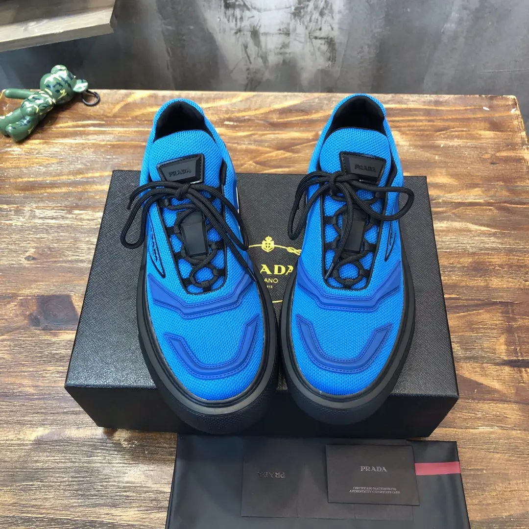 PRADA Men’s Blue High-Top Chunky Sneakers with Re-Nylon and Patent Leather – 1:1 Replica Sneakers and High Quality Prada Replica Sleek 172