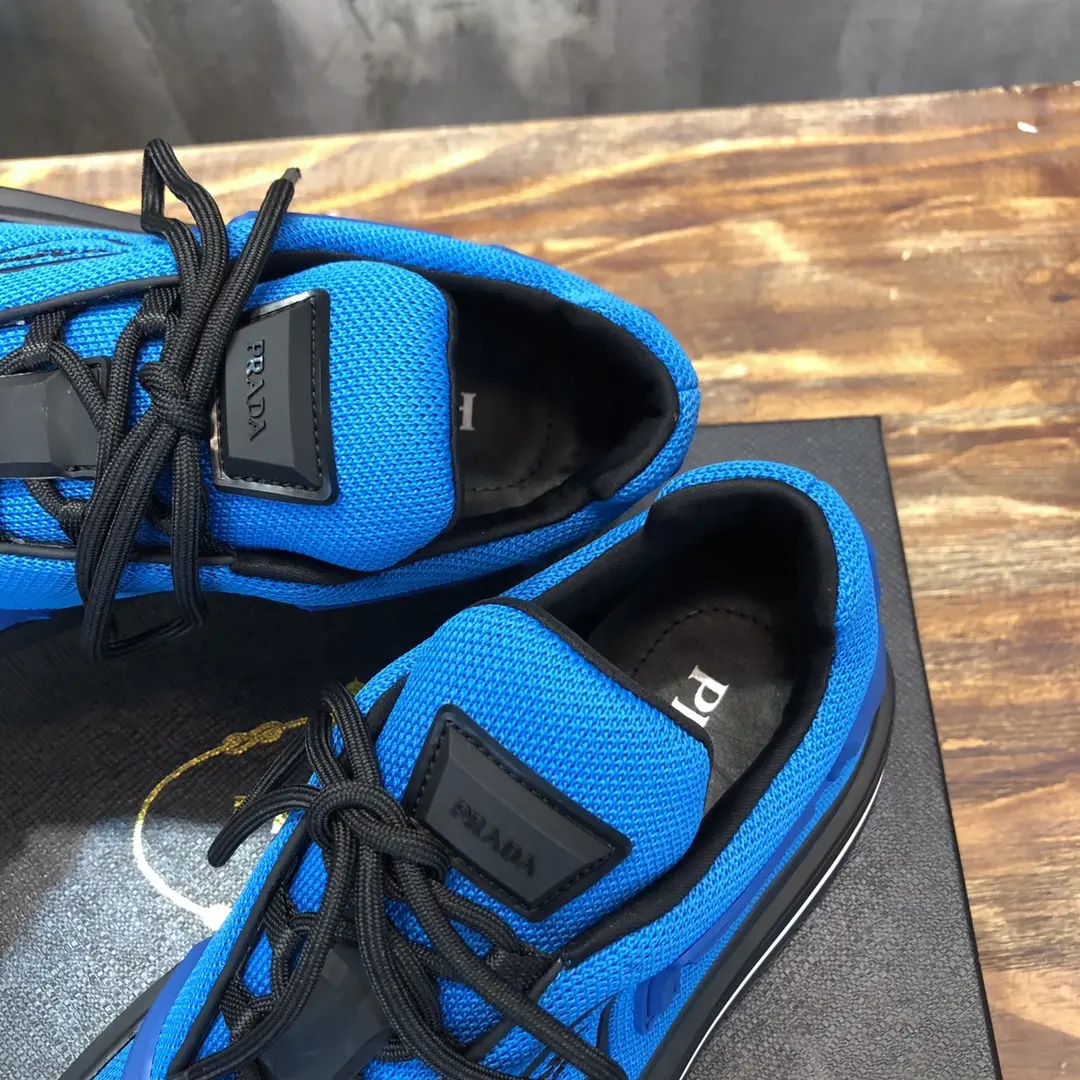 PRADA Men’s Blue High-Top Chunky Sneakers with Re-Nylon and Patent Leather – 1:1 Replica Sneakers and High Quality Prada Replica Sleek 172