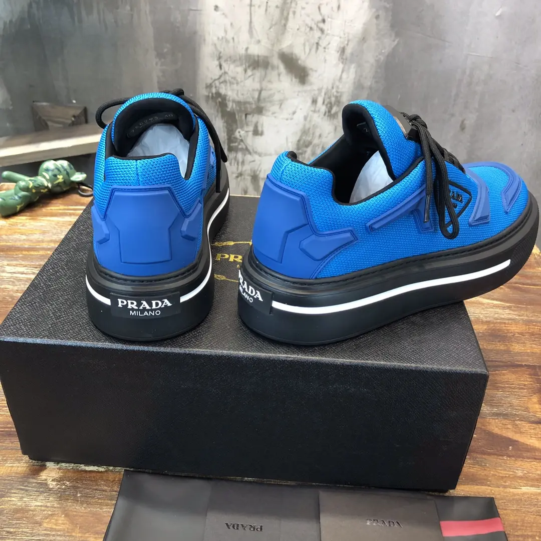 PRADA Men’s Blue High-Top Chunky Sneakers with Re-Nylon and Patent Leather – 1:1 Replica Sneakers and High Quality Prada Replica Sleek 172