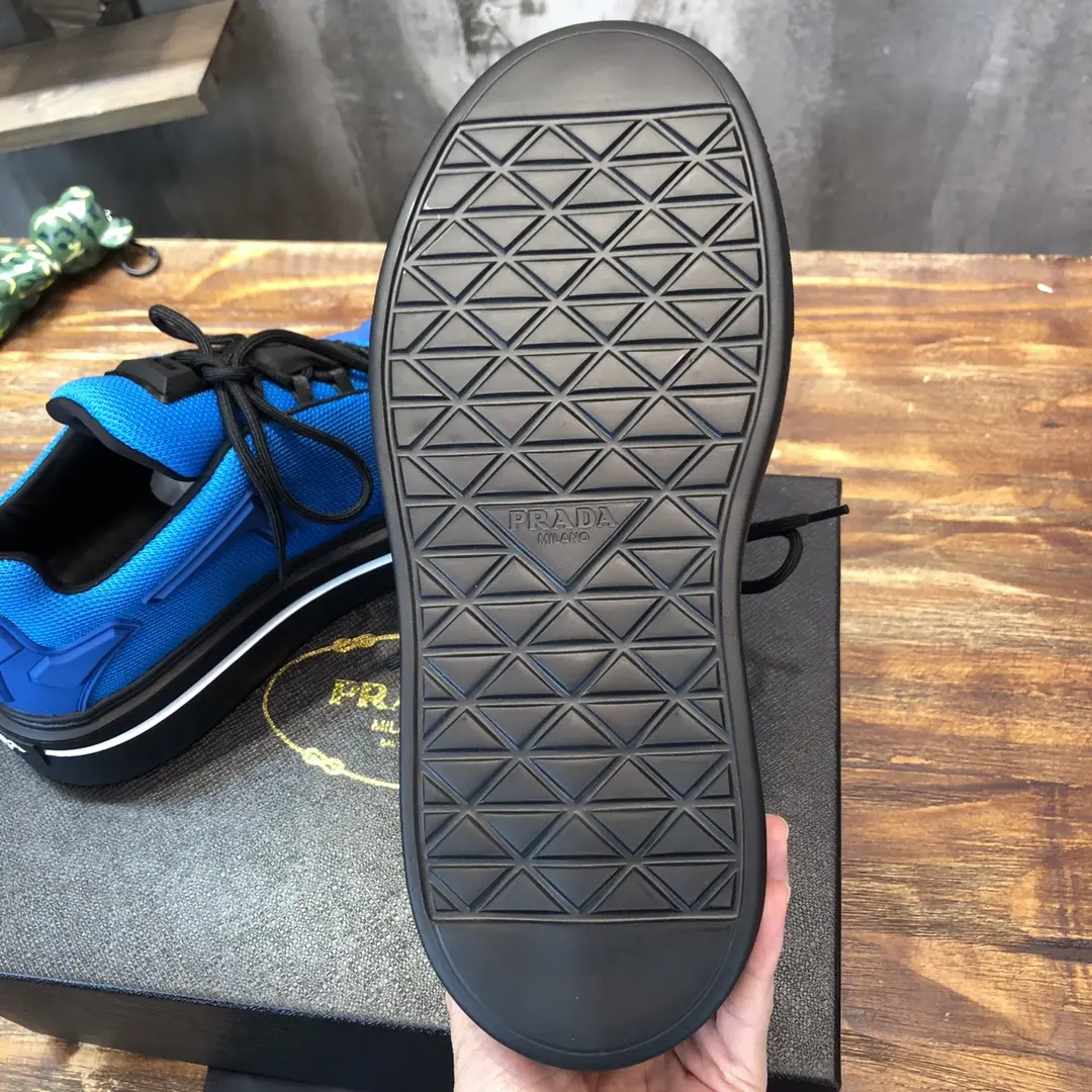 PRADA Men’s Blue High-Top Chunky Sneakers with Re-Nylon and Patent Leather – 1:1 Replica Sneakers and High Quality Prada Replica Sleek 172