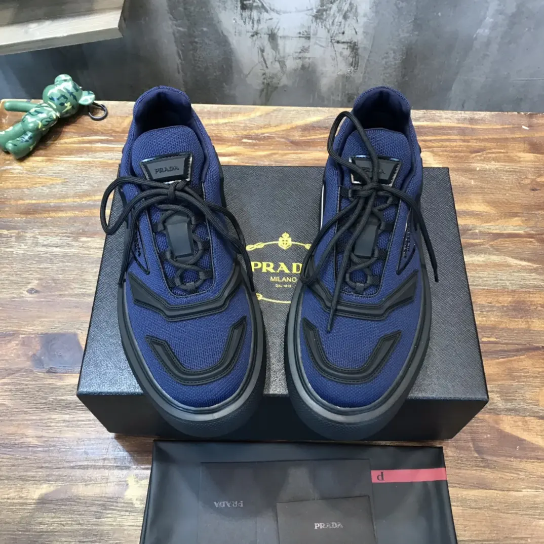 PRADA Men’s Blue High-Top Chunky Sneakers with Re-Nylon and Patent Leather – P390 Style, 1:1 Replica Sneakers, High Quality Prada Sneakers Replica MoistureWicking 171