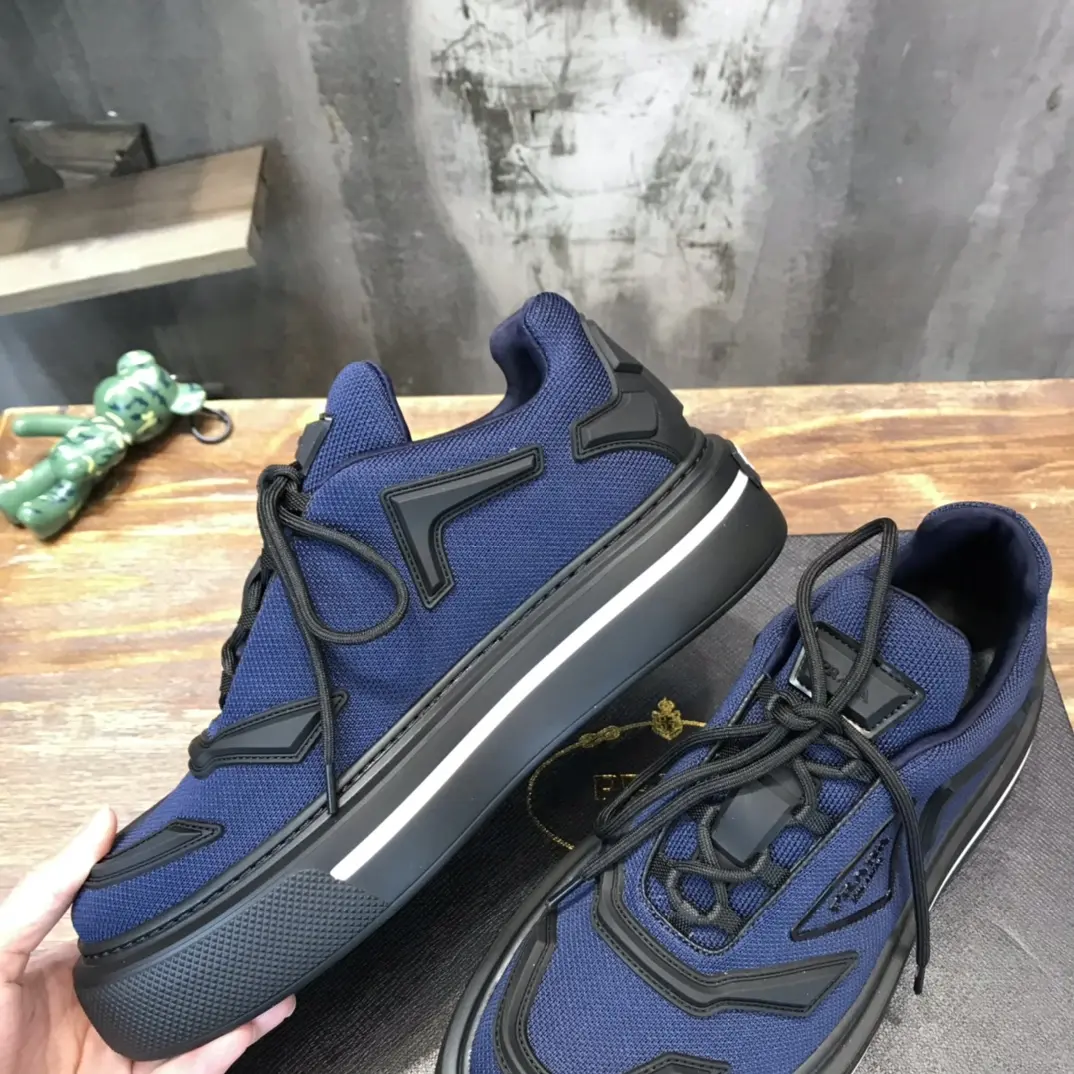 PRADA Men’s Blue High-Top Chunky Sneakers with Re-Nylon and Patent Leather – P390 Style, 1:1 Replica Sneakers, High Quality Prada Sneakers Replica MoistureWicking 171