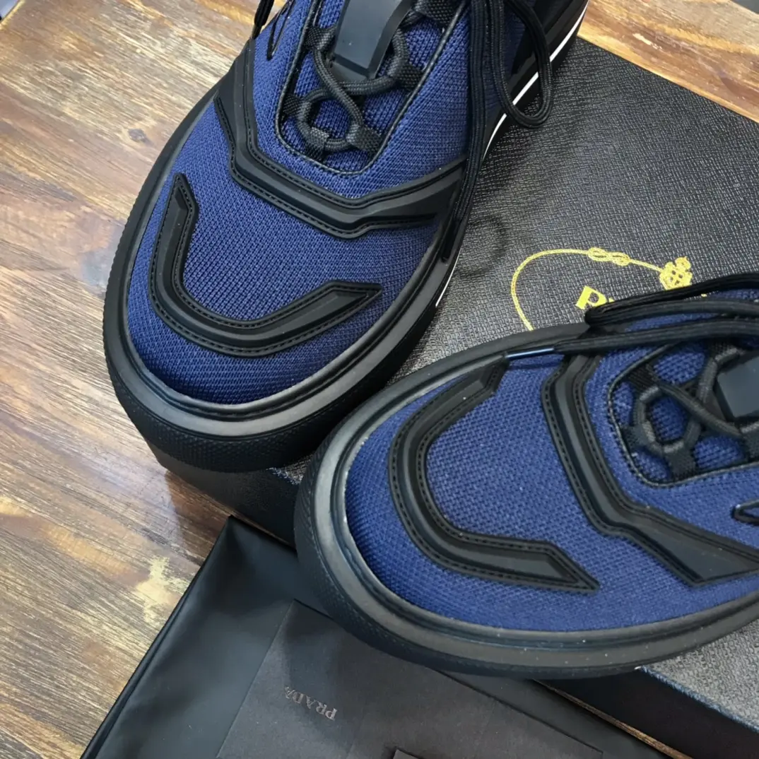 PRADA Men’s Blue High-Top Chunky Sneakers with Re-Nylon and Patent Leather – P390 Style, 1:1 Replica Sneakers, High Quality Prada Sneakers Replica MoistureWicking 171
