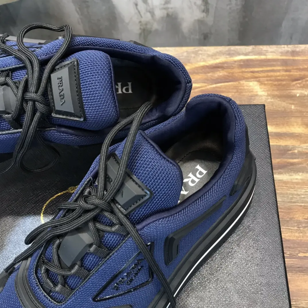 PRADA Men’s Blue High-Top Chunky Sneakers with Re-Nylon and Patent Leather – P390 Style, 1:1 Replica Sneakers, High Quality Prada Sneakers Replica MoistureWicking 171