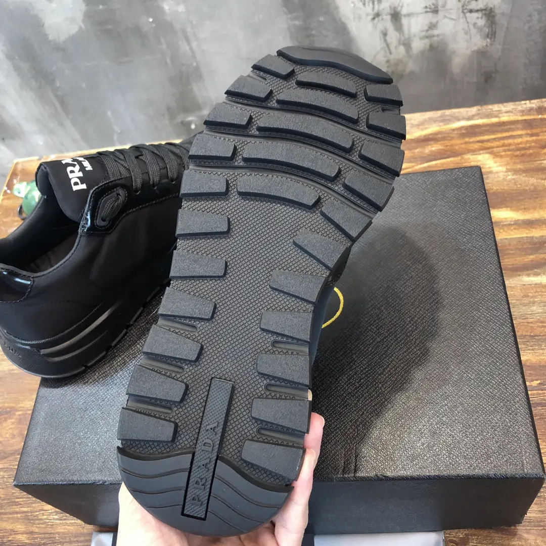 PRADA Men’s  Sneakers – Black, Side-Zip Style, Waterproof Fabric, Replica Prada Shoes, High Quality Sneakers, Sizes 38-44 (Custom 45 Non-Returnable ComfortFit 197