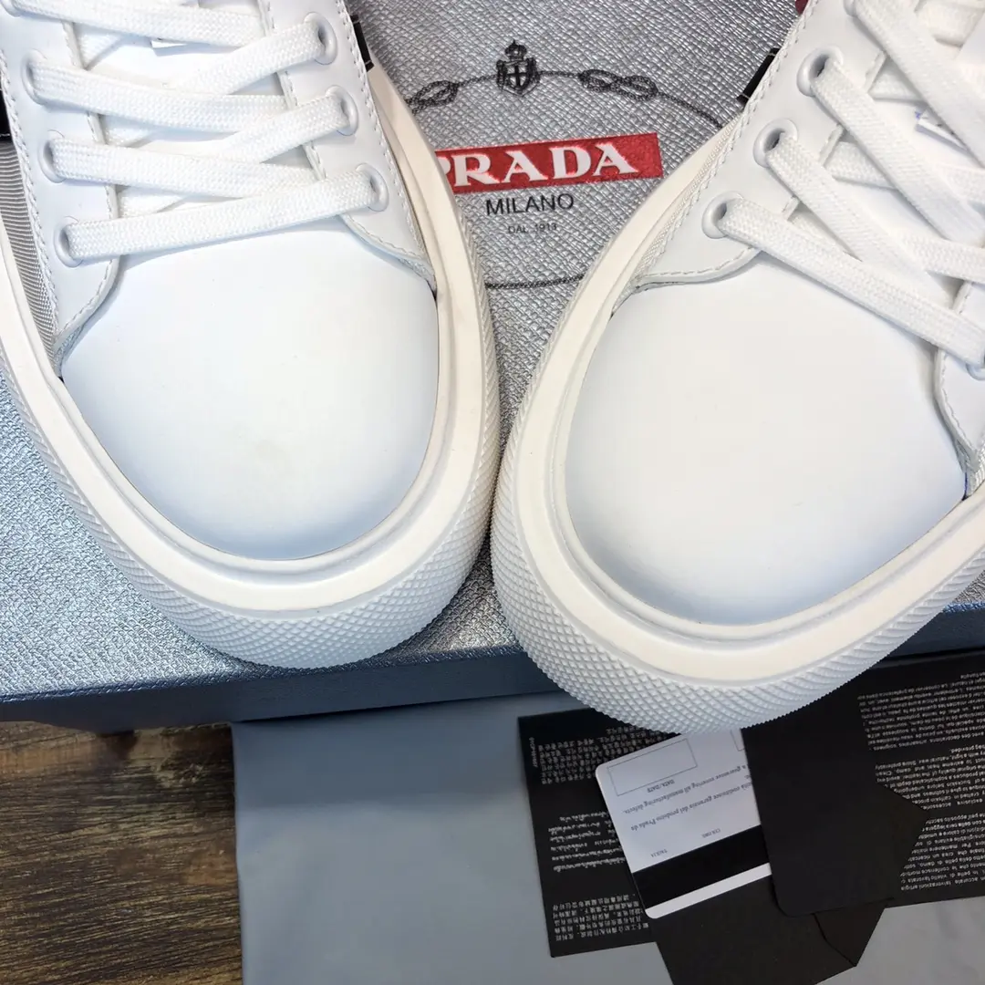 PRADA Men’s White and Red High-Top Chunky Sneakers with Re-Nylon – Replica Prada Shoes 1:1 Quality New Arrival Lightweight 169