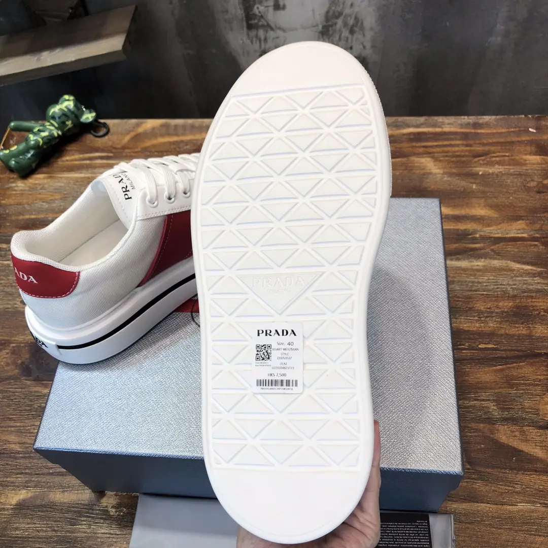 PRADA Men’s White and Red High-Top Chunky Sneakers with Re-Nylon – Replica Prada Shoes 1:1 Quality New Arrival Lightweight 169