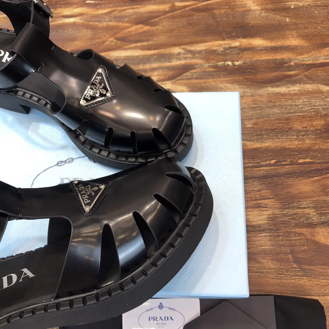 WaterResistant Prada 2022 SS Women’s Black Fisherman Sandals – College Style, Fashionable and , Replica Prada Design, High-Quality Sneakers, Sizes 35- 177