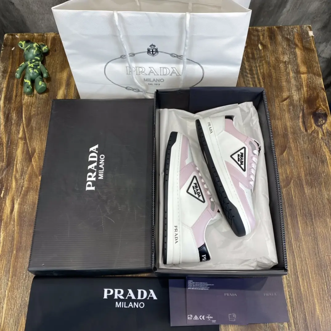 StreetReady Prada 22C White and Pink Sneakers – High Quality Replica Prada Shoes 1: 198
