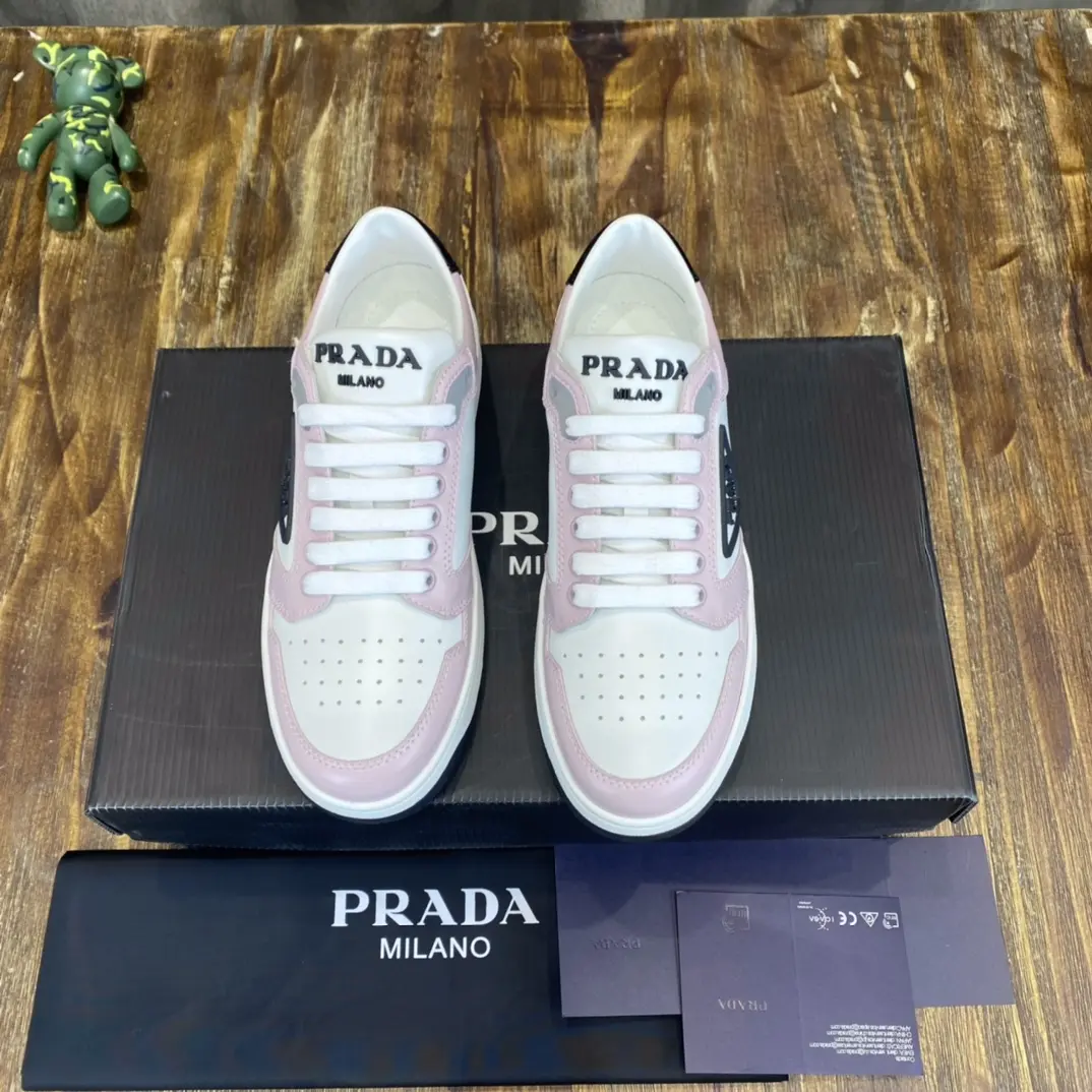 StreetReady Prada 22C White and Pink Sneakers – High Quality Replica Prada Shoes 1: 198