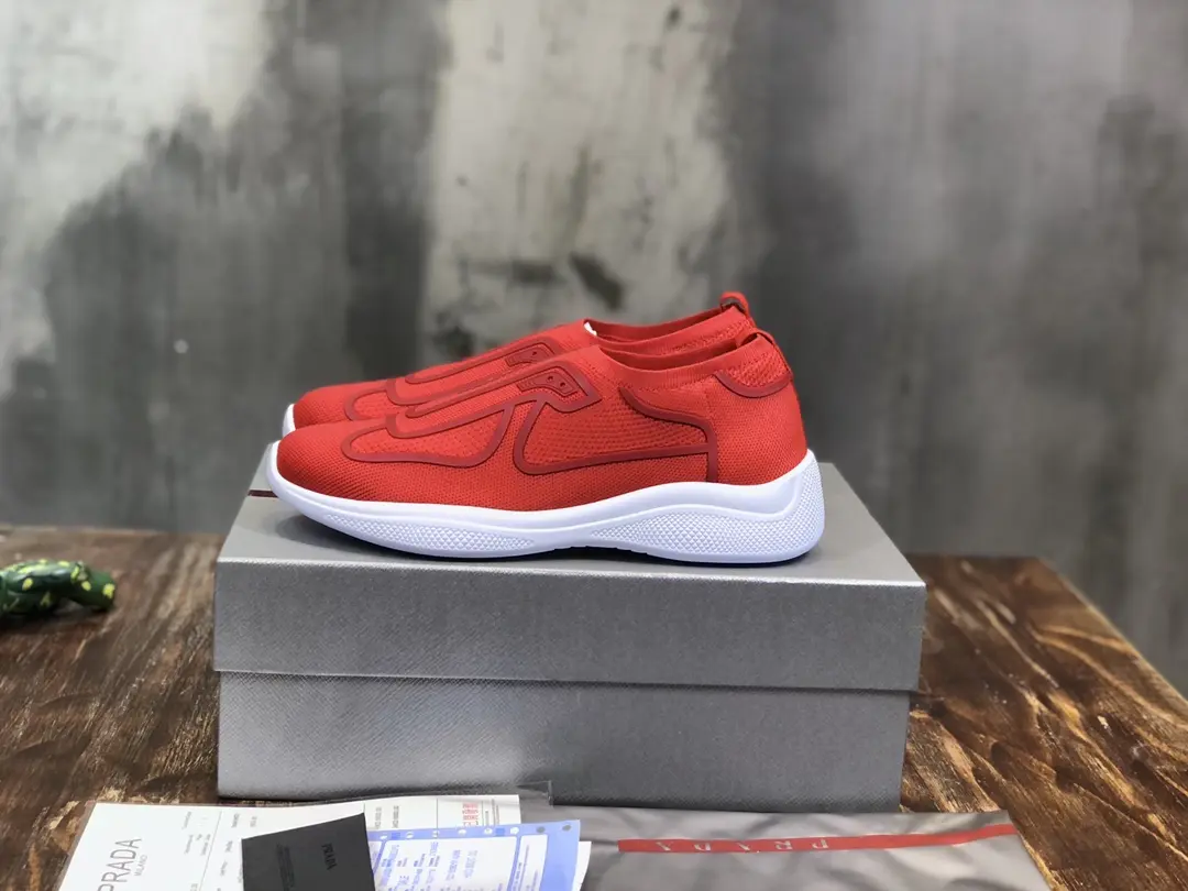 Durable Prada America’s Cup Red Slip-On Sneakers – Replica Prada Shoes & High Quality Prada Sneakers Replica 226