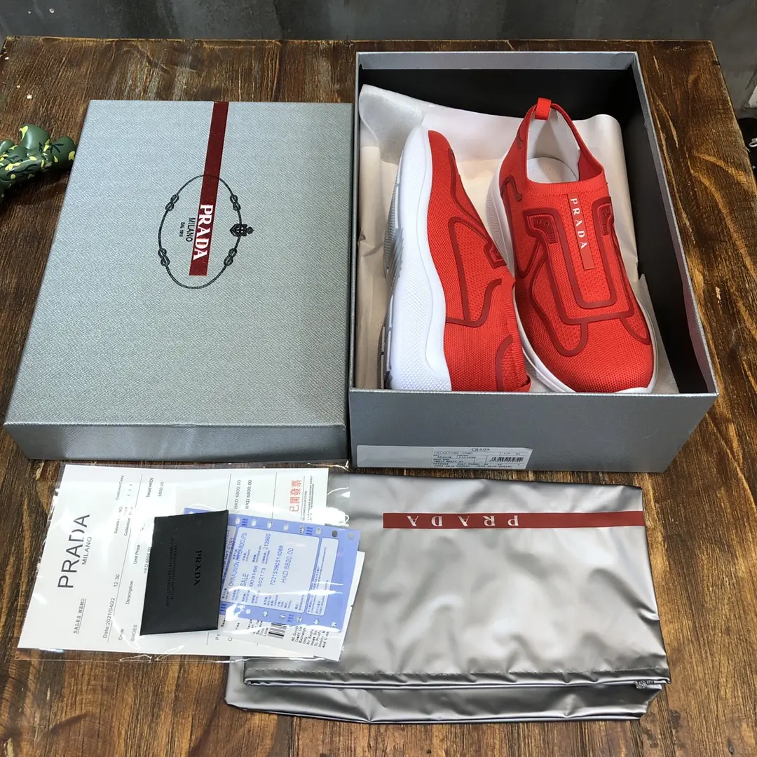 Durable Prada America’s Cup Red Slip-On Sneakers – Replica Prada Shoes & High Quality Prada Sneakers Replica 226