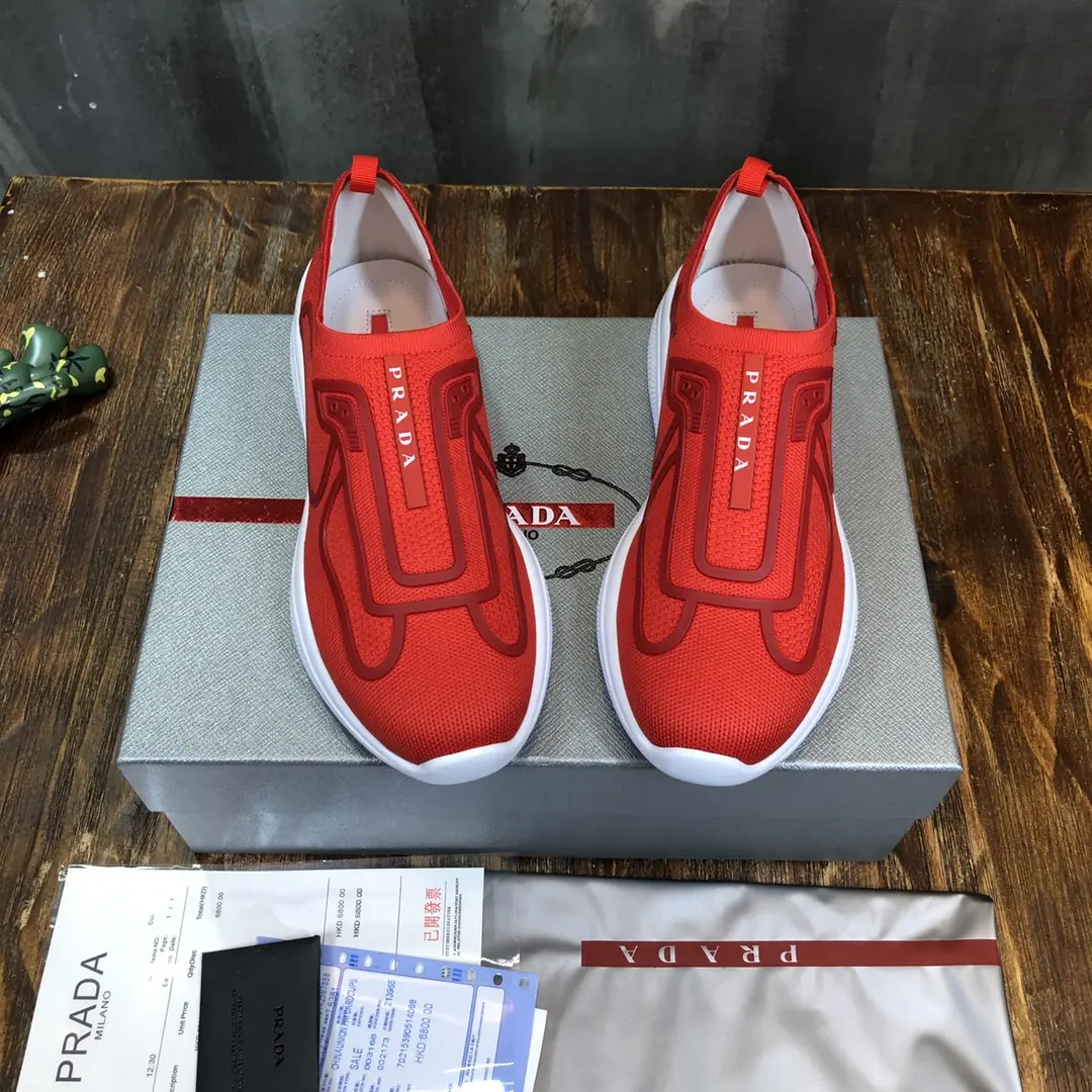 Durable Prada America’s Cup Red Slip-On Sneakers – Replica Prada Shoes & High Quality Prada Sneakers Replica 226