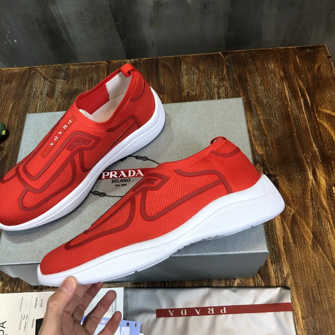 Durable Prada America’s Cup Red Slip-On Sneakers – Replica Prada Shoes & High Quality Prada Sneakers Replica 226