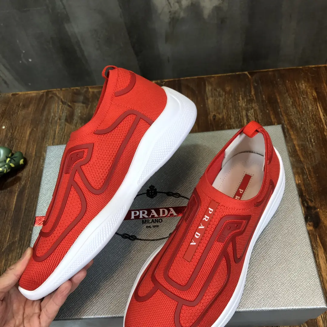 Durable Prada America’s Cup Red Slip-On Sneakers – Replica Prada Shoes & High Quality Prada Sneakers Replica 226