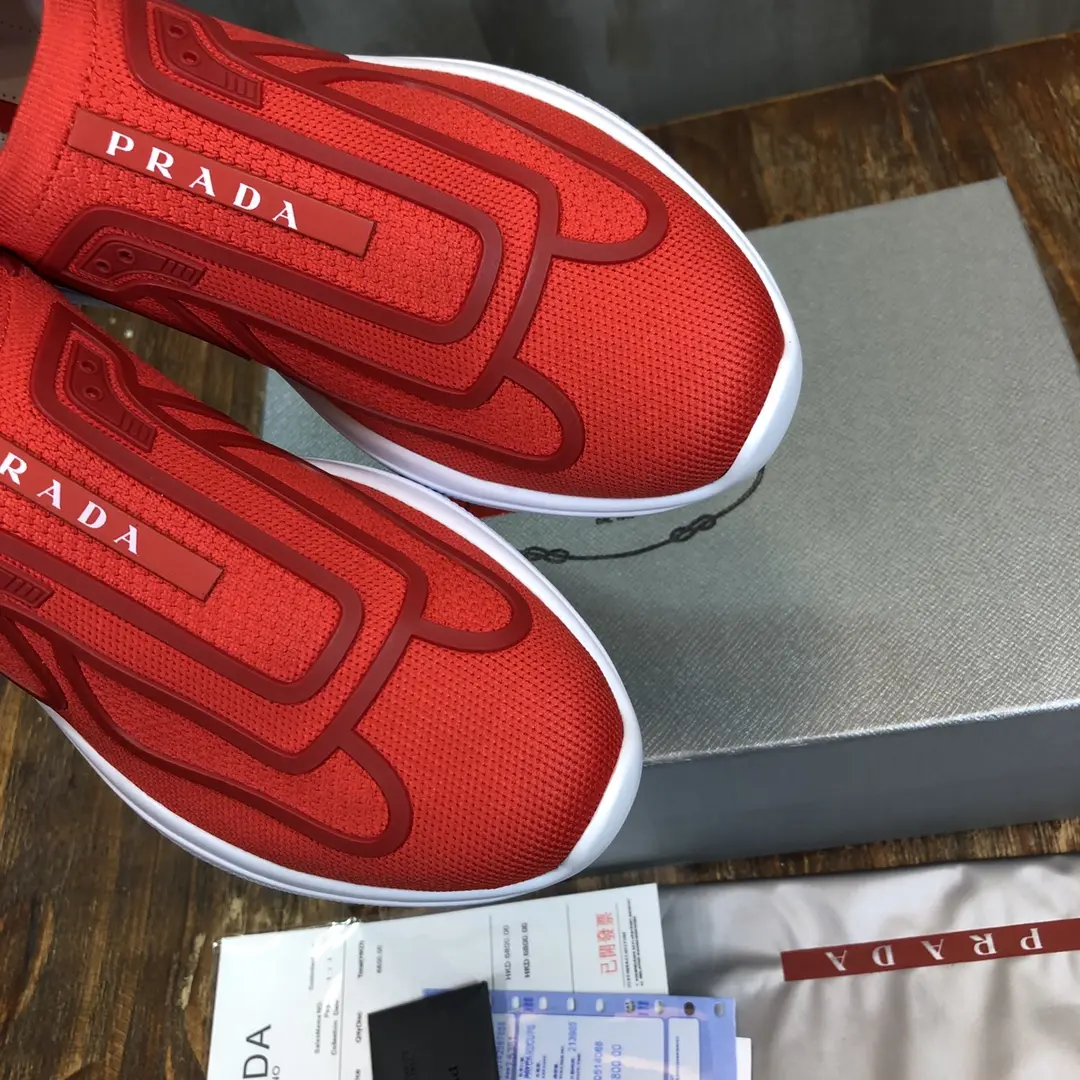 Durable Prada America’s Cup Red Slip-On Sneakers – Replica Prada Shoes & High Quality Prada Sneakers Replica 226