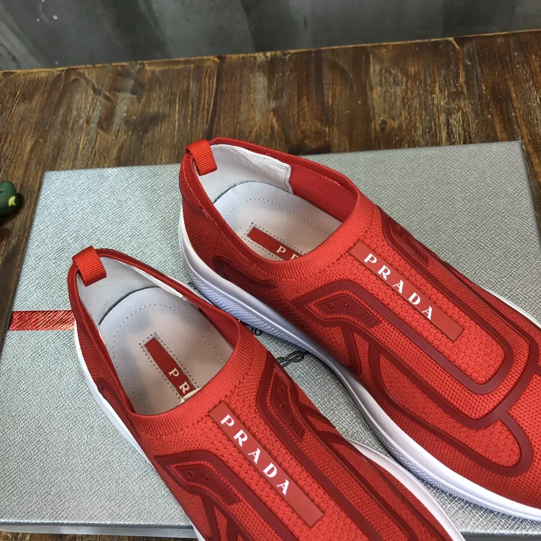 Durable Prada America’s Cup Red Slip-On Sneakers – Replica Prada Shoes & High Quality Prada Sneakers Replica 226