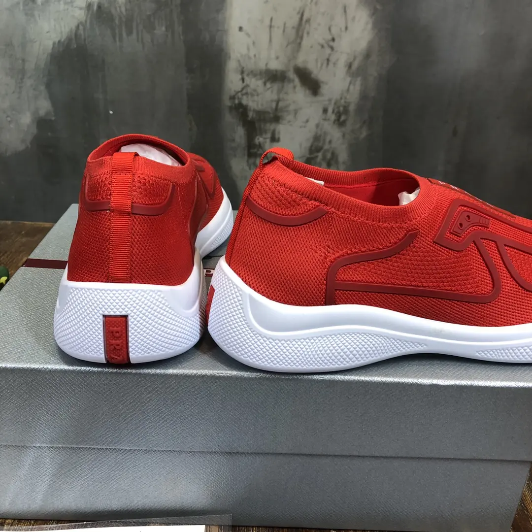 Durable Prada America’s Cup Red Slip-On Sneakers – Replica Prada Shoes & High Quality Prada Sneakers Replica 226