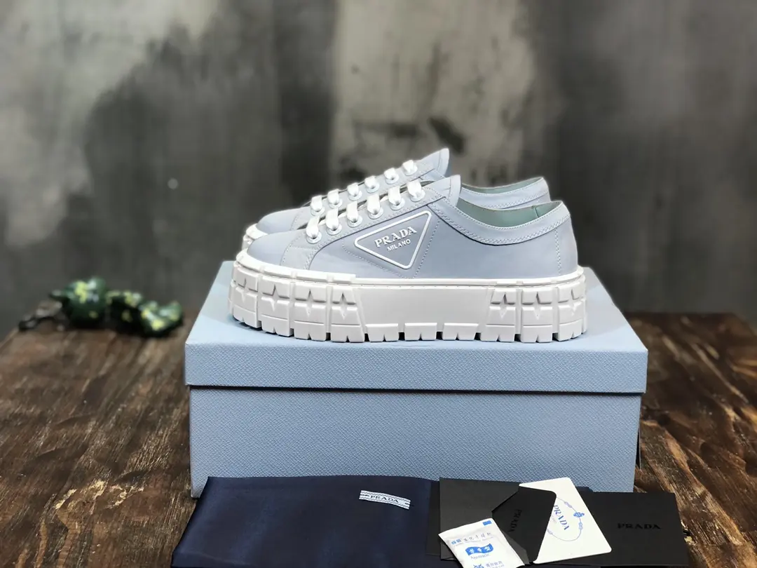 Prada Canvas Platform Sneakers Light Blue – High Quality Replica Prada Shoes 1: Fashionable 228