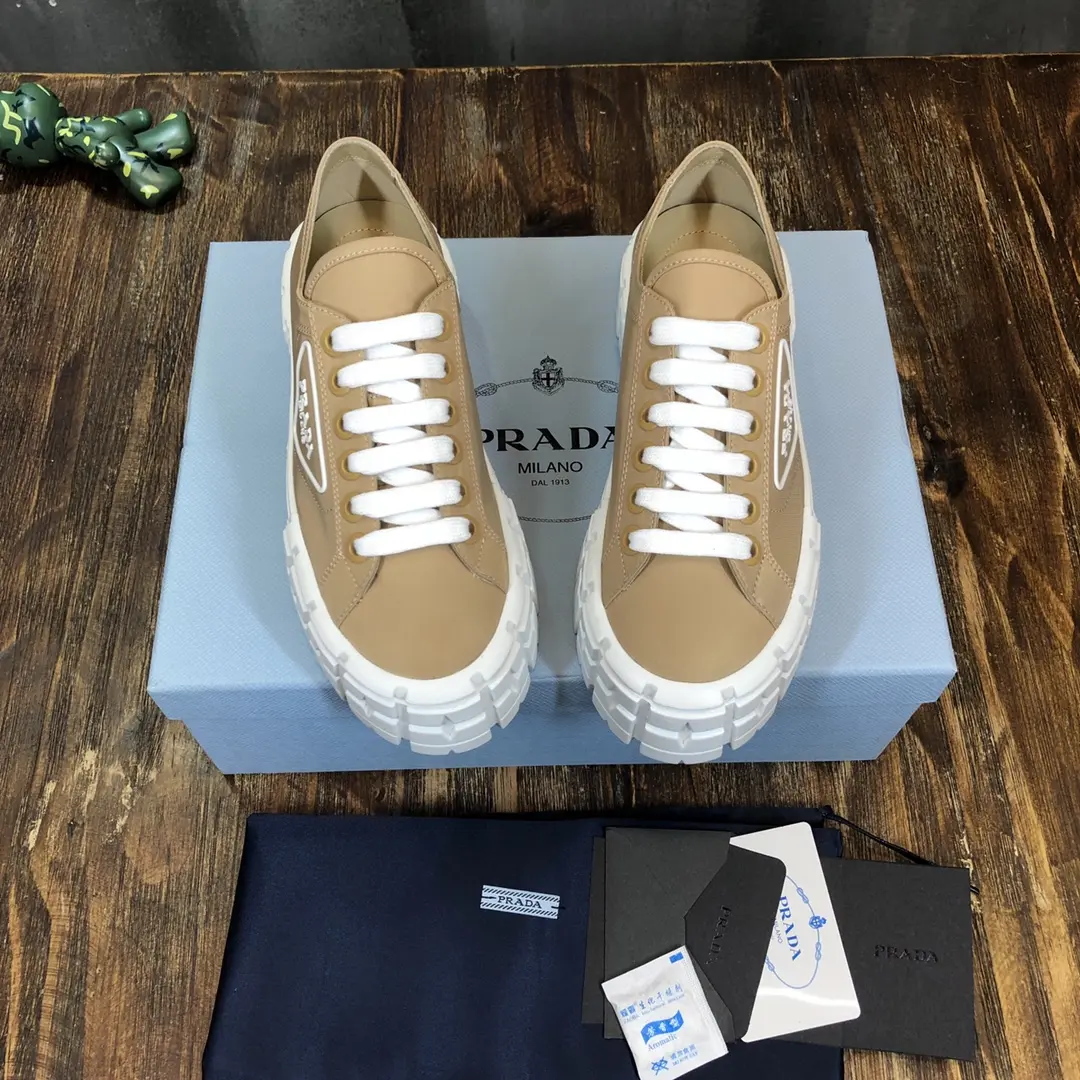 Prada Canvas Thick Sole Sneakers Beige – Replica Prada Shoes & High Quality Prada Sneakers Durable 231