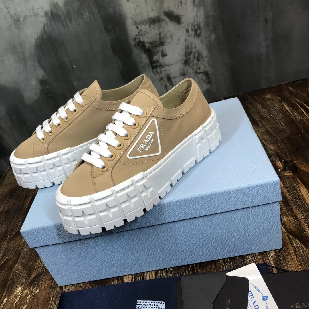 Prada Canvas Thick Sole Sneakers Beige – Replica Prada Shoes & High Quality Prada Sneakers Durable 231